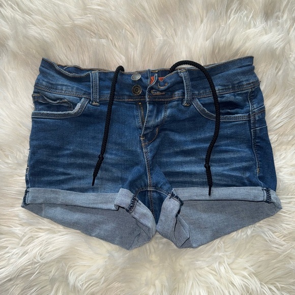 Wax Jean Butt I Love You Womens Blue Jean Stretch Drawstring Shorts Size Small - Picture 2 of 12